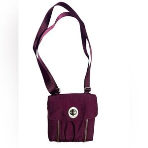 Baggalini Tokoyo Mini Wine Cross Over Nylon Canvas Purse